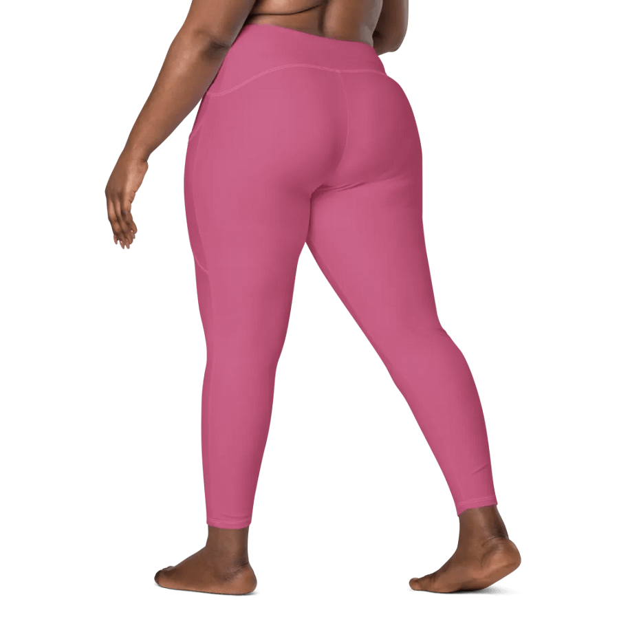 Plain Muted Blush Pink True Summer Women's High Waisted Premium Crossover Leggings with Pockets by Treasure Pie product image (9)