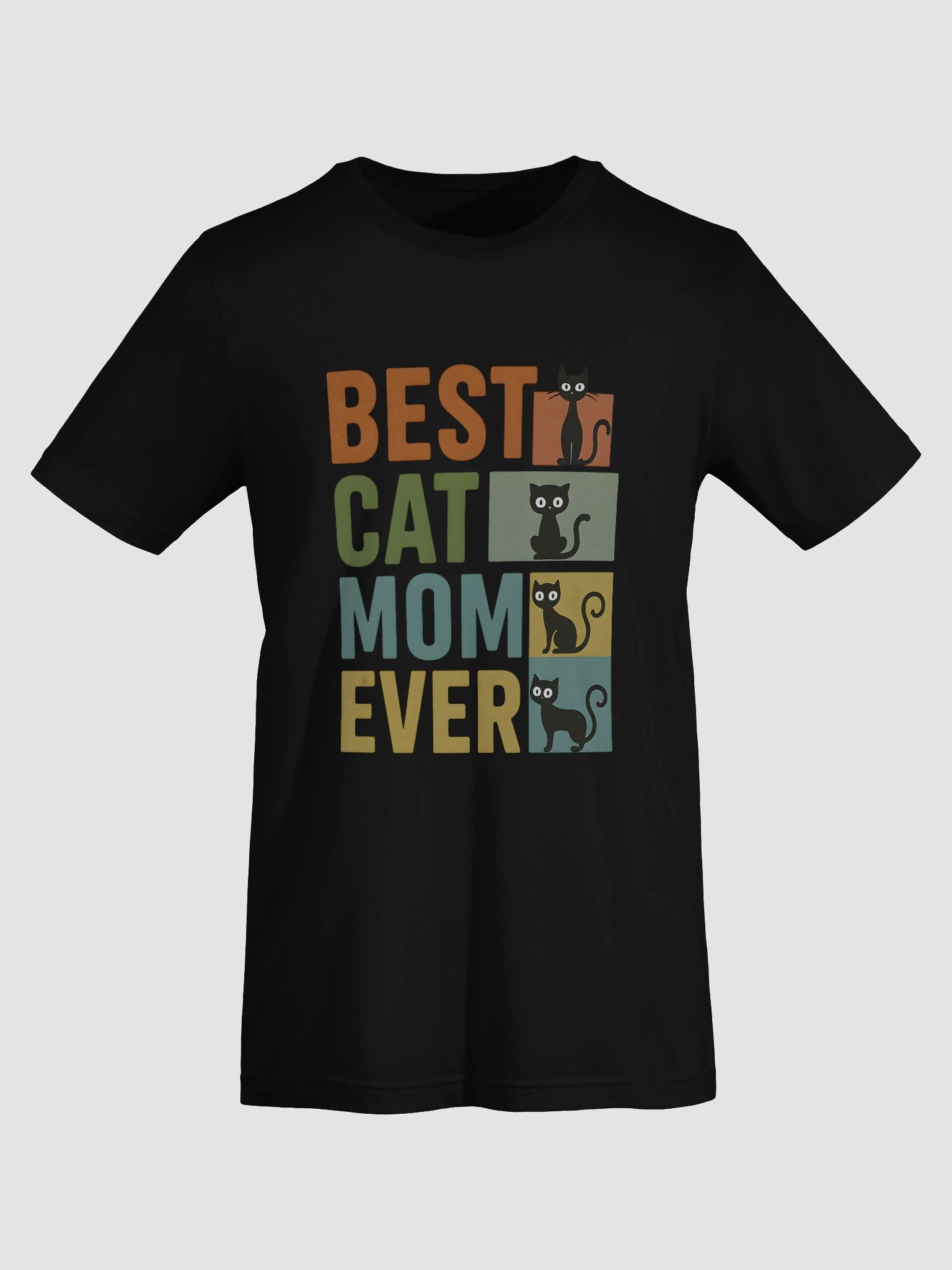 Best Cat Mom Ever T-Shirt – Retro Block Style Funny Cat Lover Gift for Women product image (7)