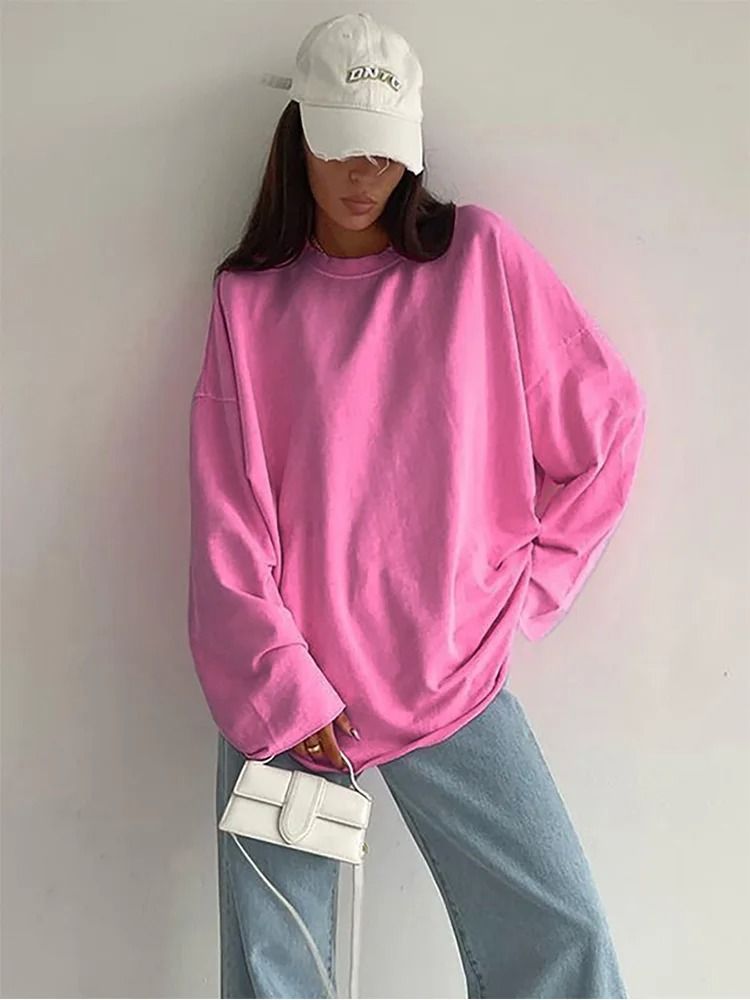 Round Neck Long Sleeve Oversized Tshirt product image (4)