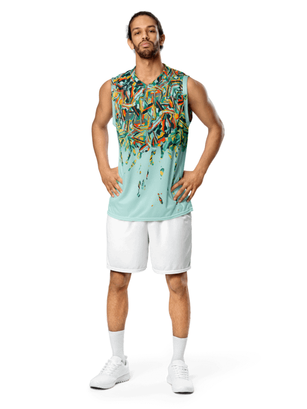 Colorful Destruction | Recycled Unisex Basketball Jersey product image (1)