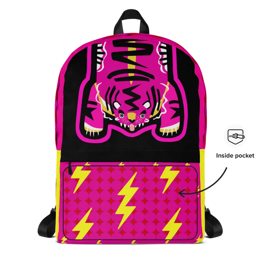 Pink Electric Tiger on Black and Yellow - Backpack product image (3)