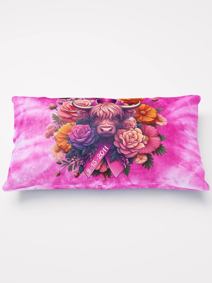 Highland Cow Blooms Breast Cancer Awareness Pillow product image (1)