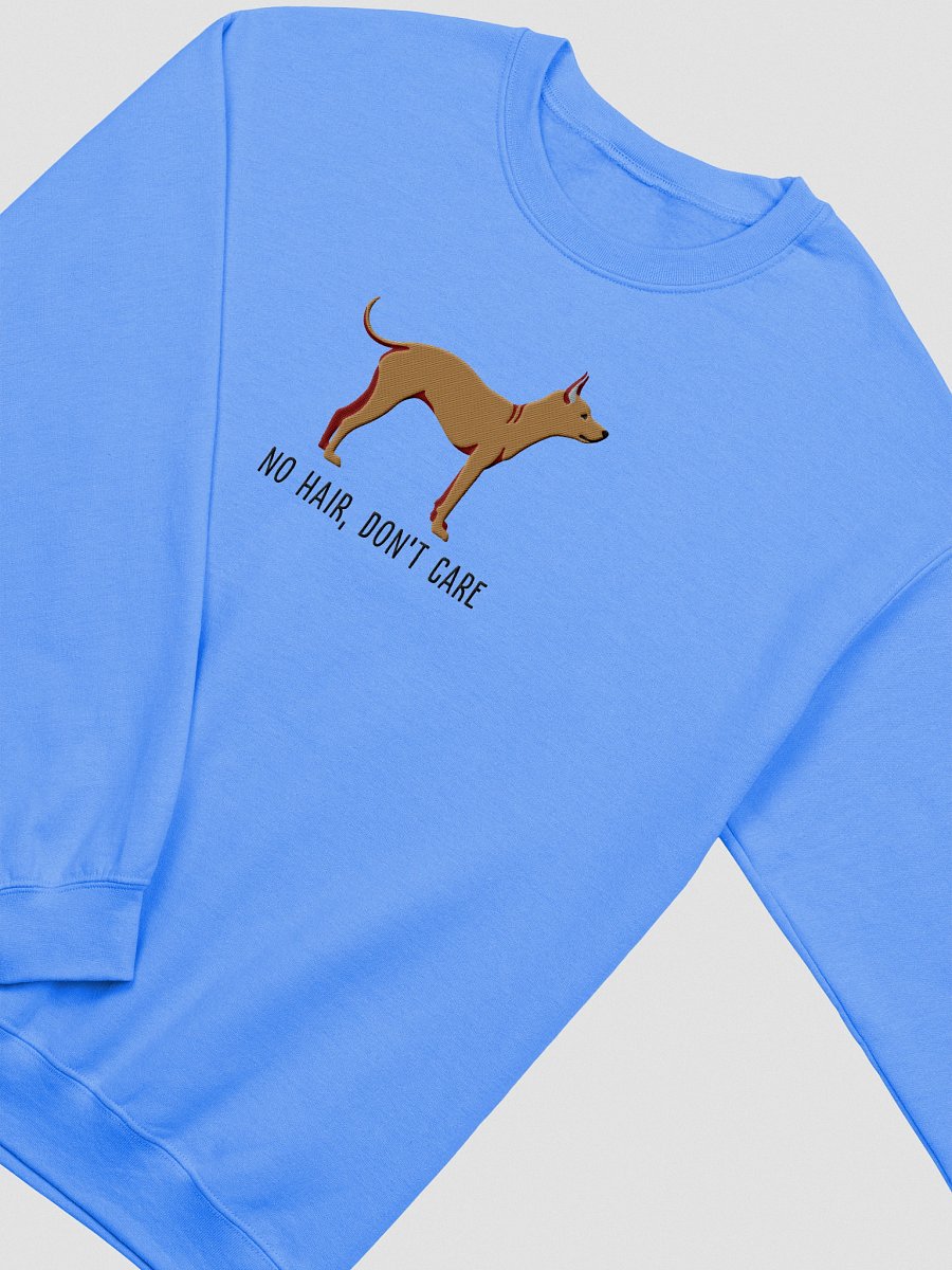 No Hair, Don't Care Sweatshirt (Embroidered) of an American Hairless Terrier(Brown) product image (9)