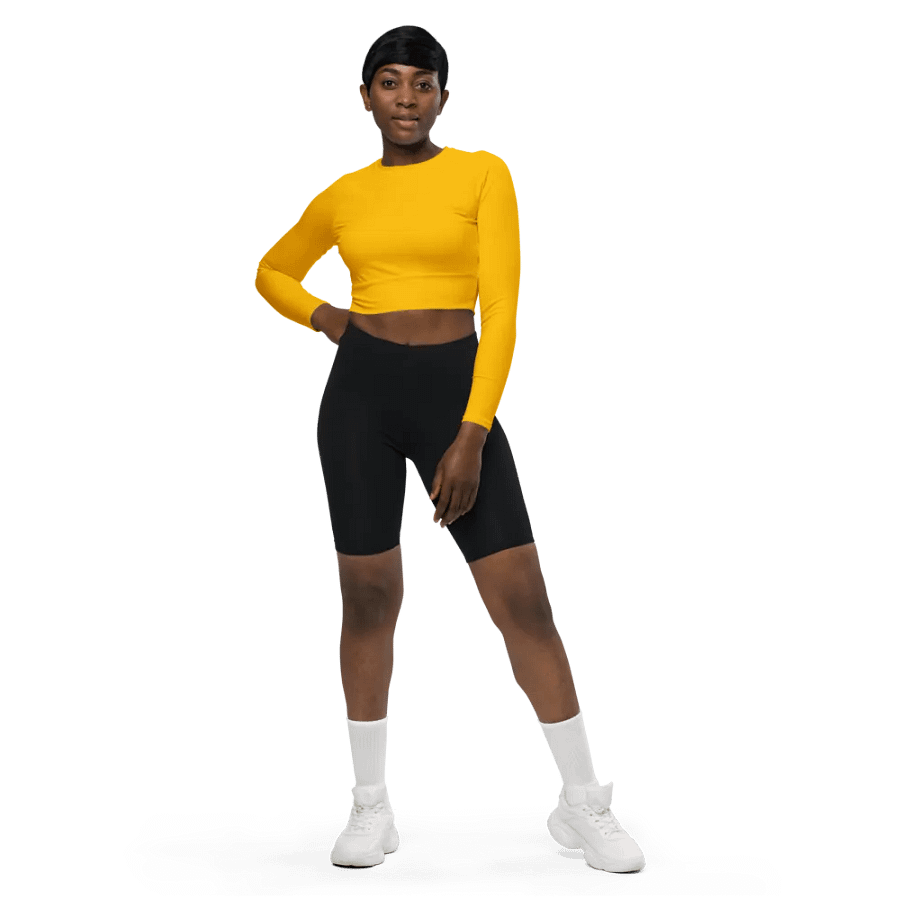 Plain Color Amber Long Sleeve Crop Top product image (2)