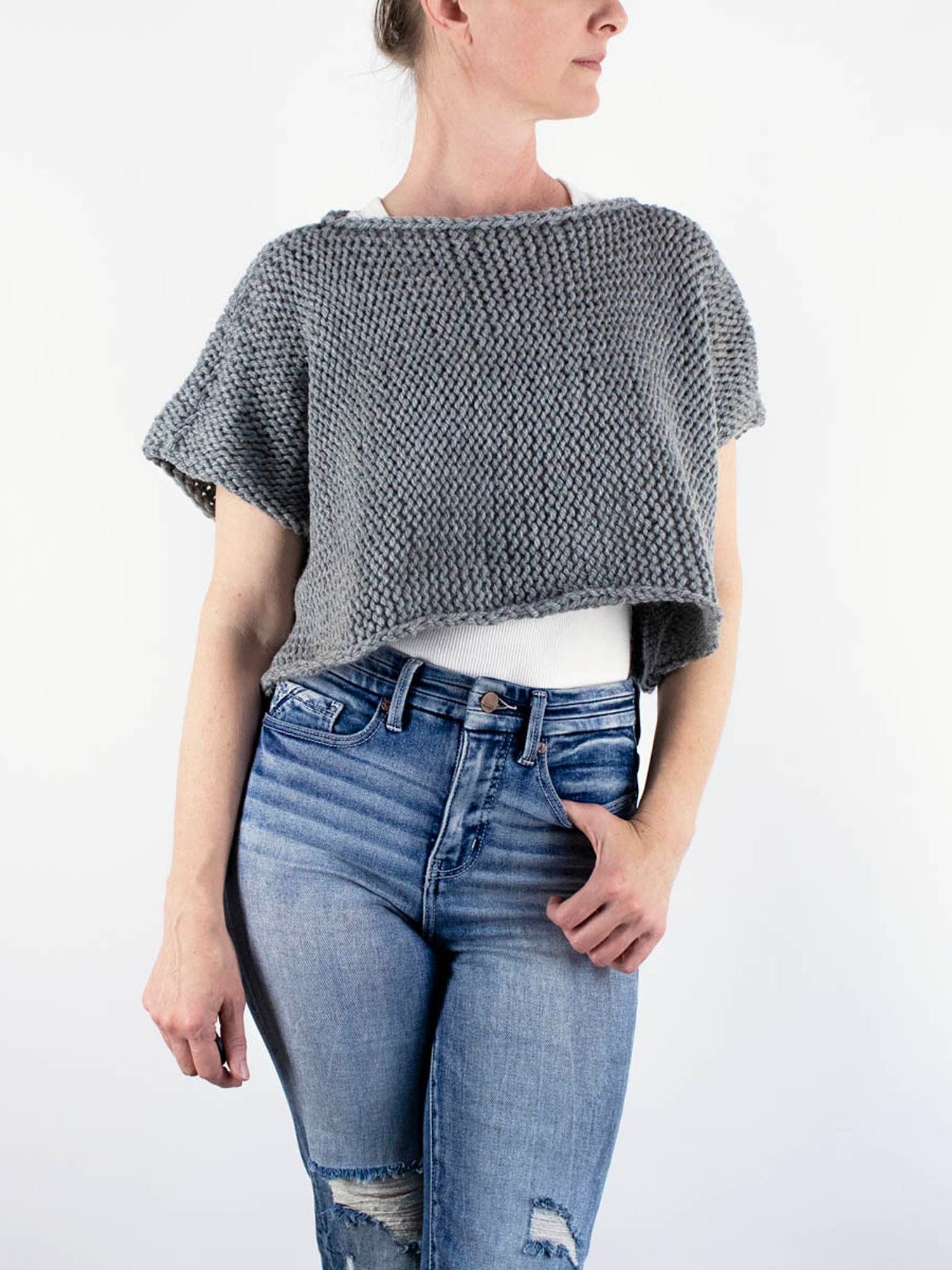 Crop Top Sweater Knitting Pattern - Winter Storm product image (2)