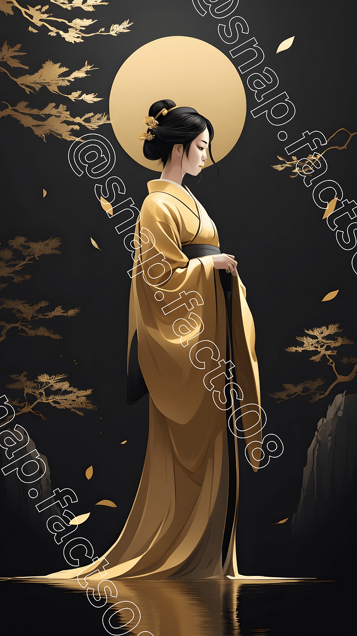 Golden Serenity – Elegant Geisha Digital Artwork product image (1)