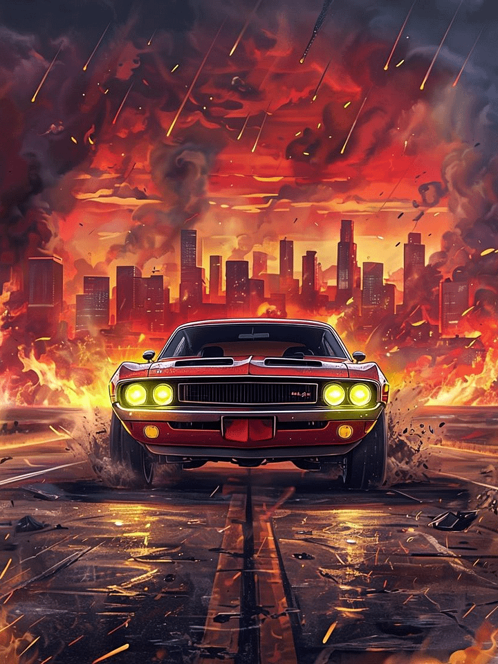 Chaos City Muscle Car Matte Poster product image (1)