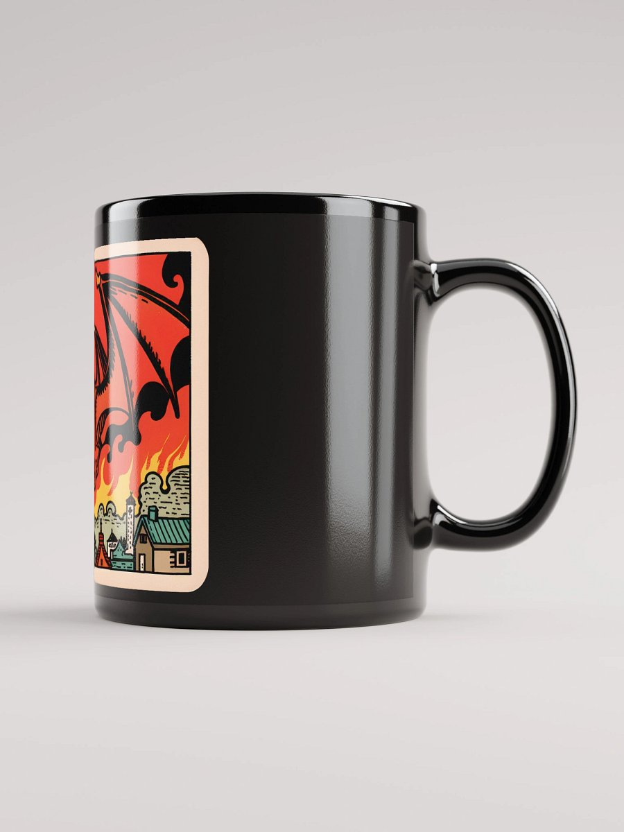 Fantasy Dragon Scene: Burned to Ash Black Glossy Mug product image (1)