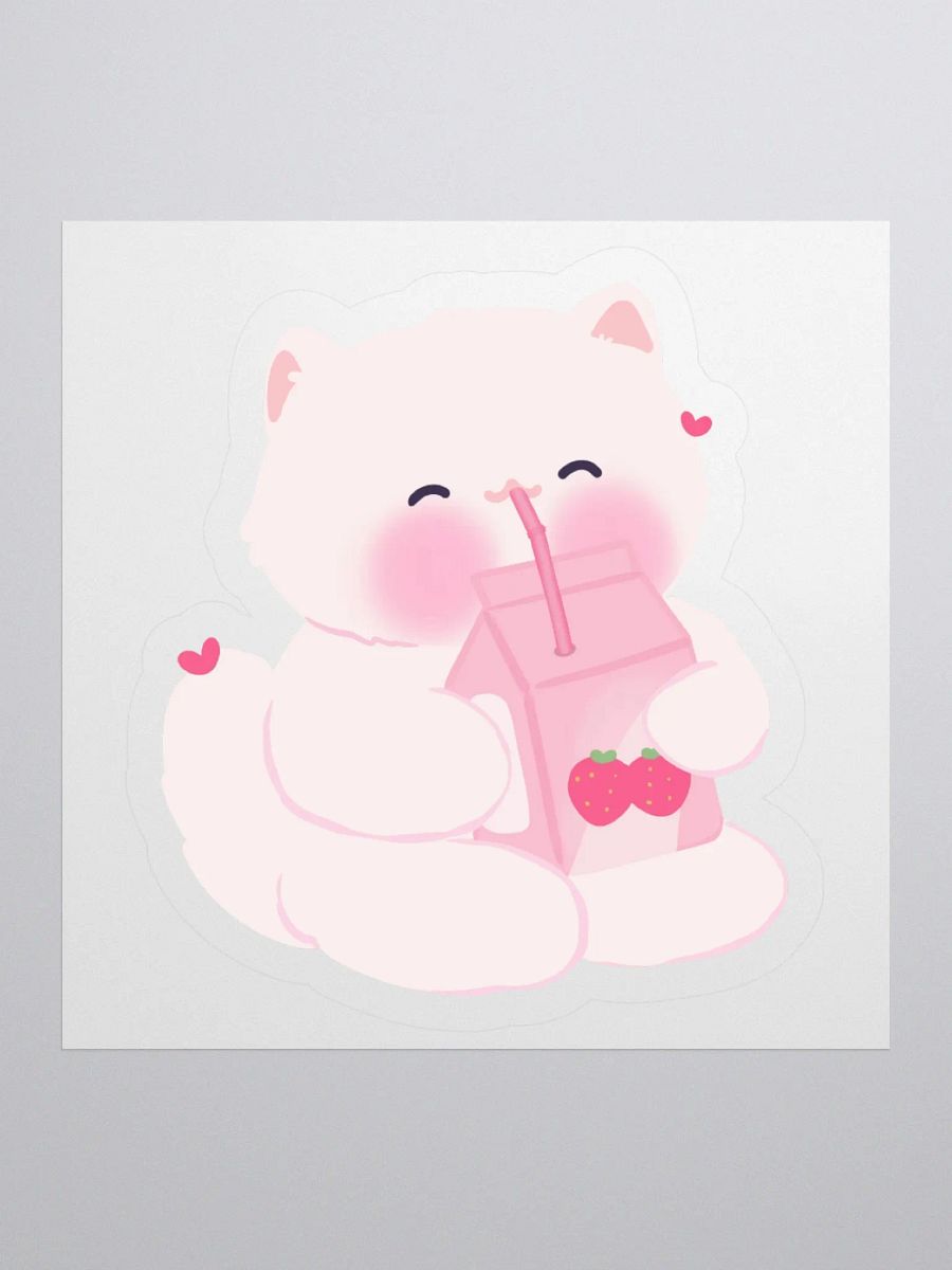 Strawberry Juice White Cat Sticker product image (1)