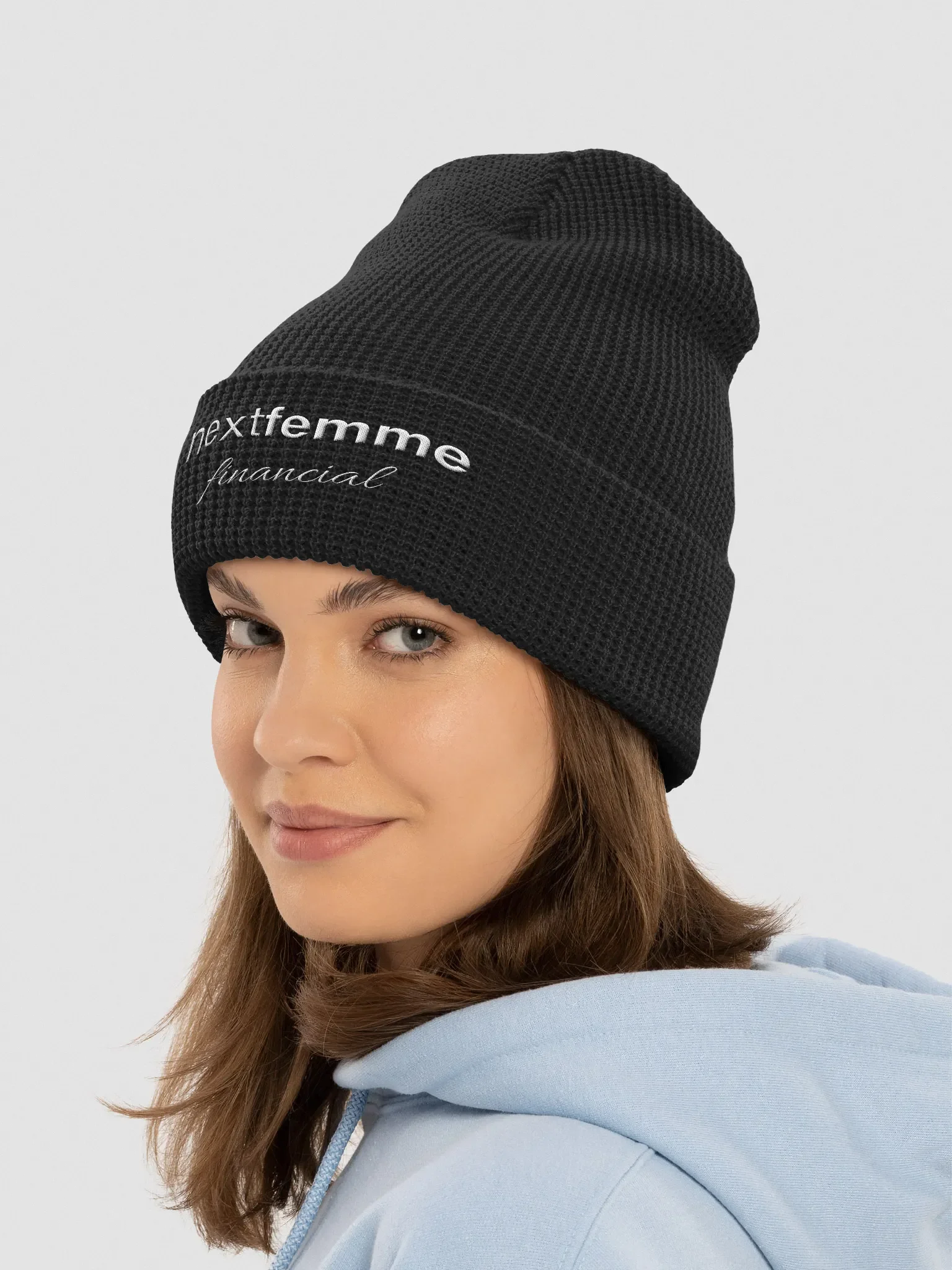 Cozy Honeycomb Waffle Beanie with White Logotype product image (3)