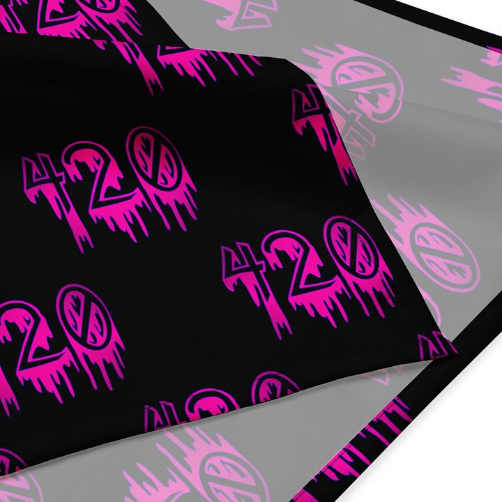 Twisted 420 Horror Stoner Style Bandana, Black Neon Pink Creepy Cannabis Accessory product image (1)