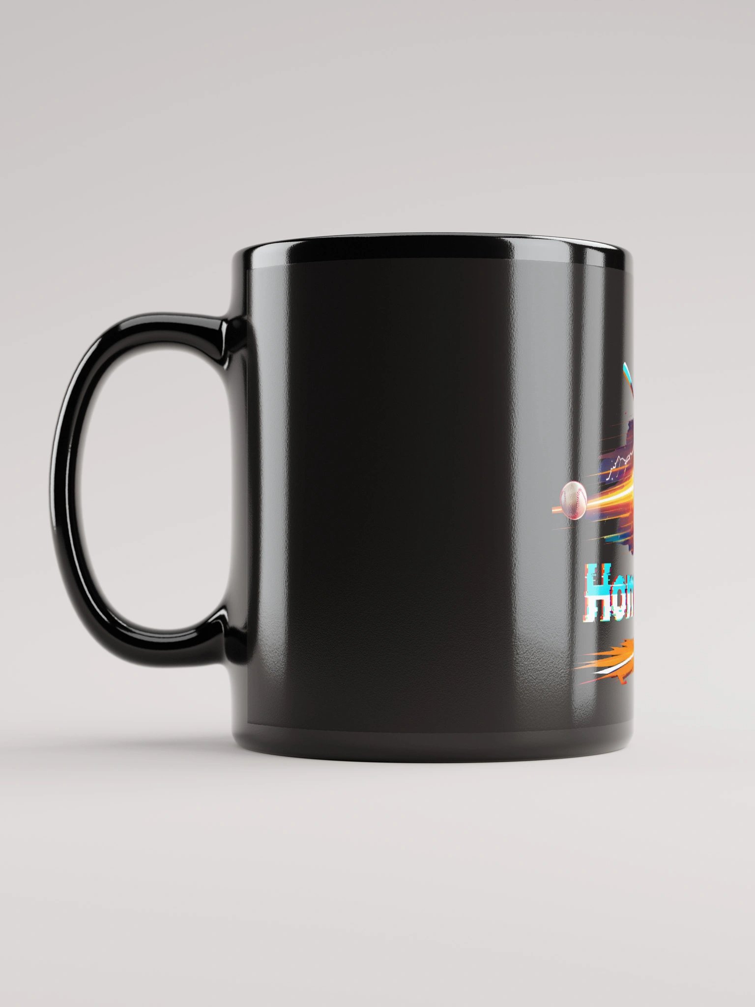 Dynamic Baseball Home Run Art: Glitch-Effect Power Swing Glossy Mug product image (6)