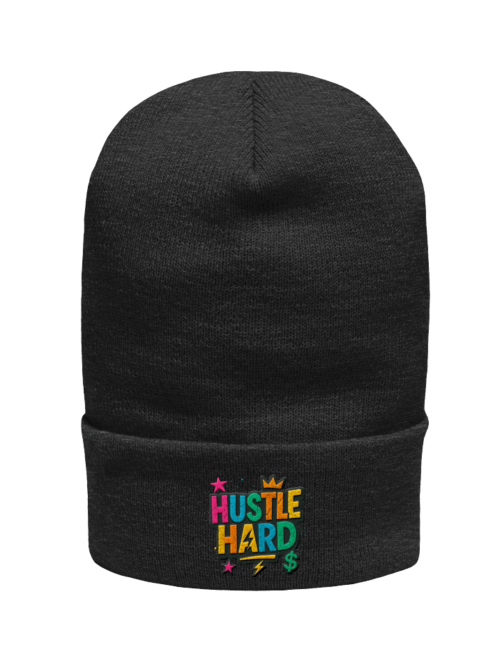 “Hustle Hard” Neon Graffiti Beanie – Street Energy Edition product image (1)
