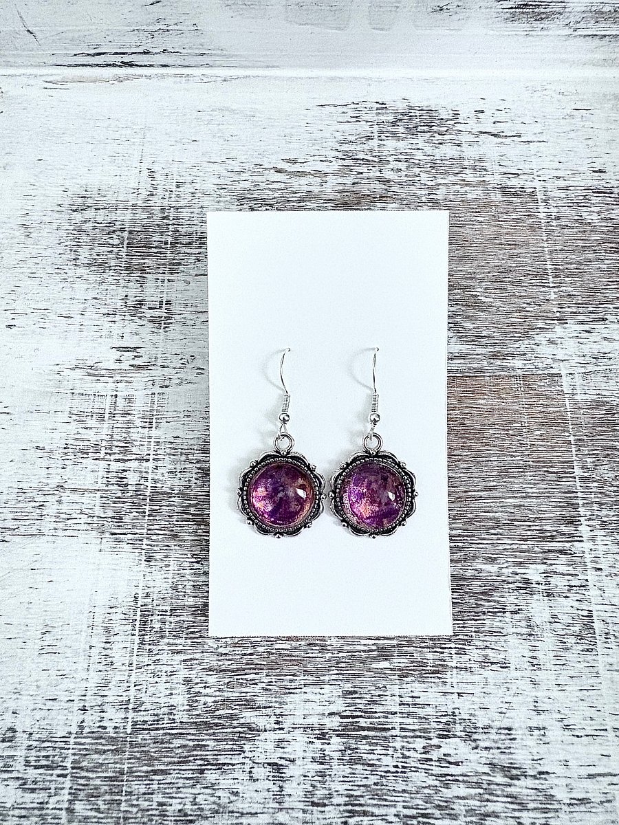 Handmade Round Cabochon Earrings | Rose Pink | Monique Faella Designs™ | MFD-00182 product image (2)
