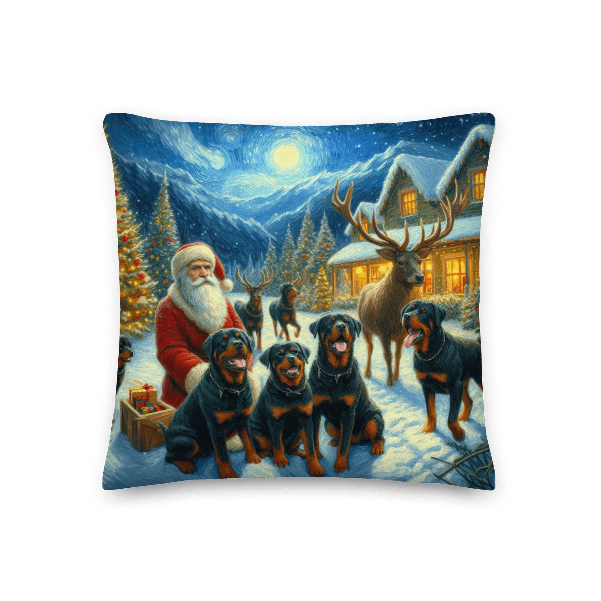 Santa's Rottweiler Wonderland Pillow product image (1)