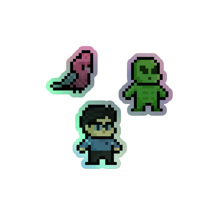 Pixel Art Trio Holographic Sticker Set product image (2)