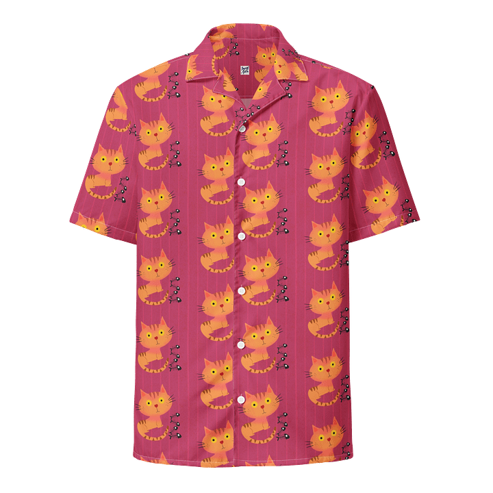 Feasting Ginger Kitty Button-Down Hawaiian Shirt - Pink product image (1)