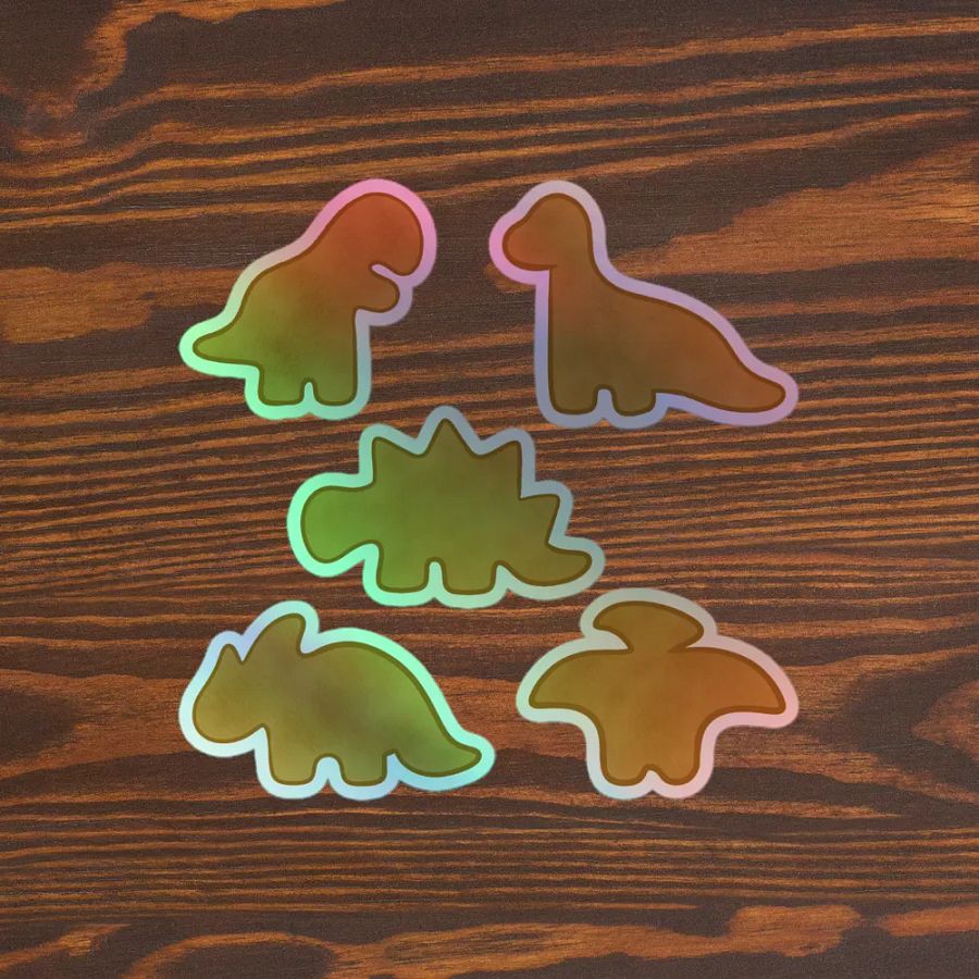 Dino Nugget Holographic Hand-drawn Stickers - 5 Pack product image (3)