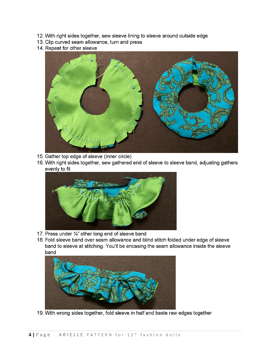 Arielle sewing pattern for 12" fashion dolls product image (3)