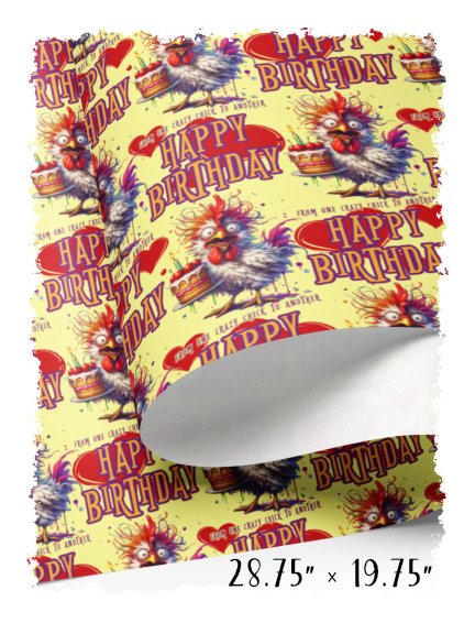 Crazy Chick Happy Birthday Wrapping Paper Set – Farmyard Humor, 3 Sheets product image (3)