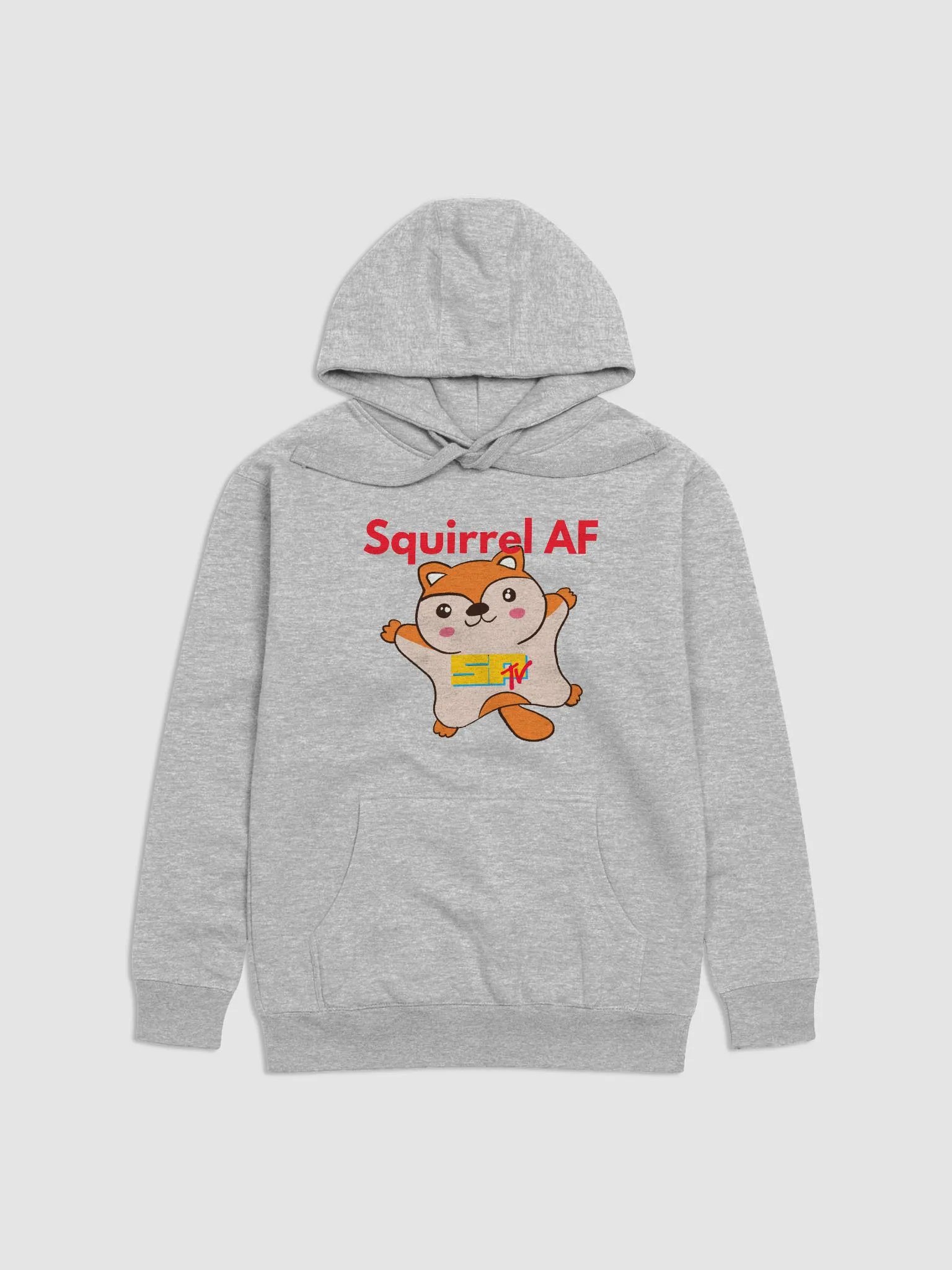 Squirrel AF Hoodie Red Letters - Gray product image (1)