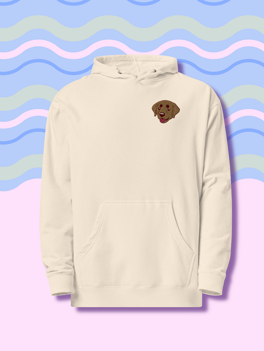 Happy Labrador Retriever Pup Midweight Embroidered Hoodie product image (1)