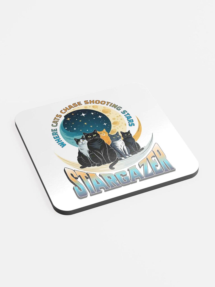 Where Cats Chase Shooting Stars Stargazer Glossed Cork Coaster product image (3)