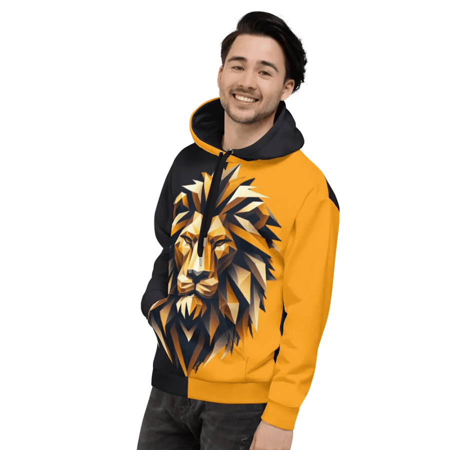 Majestic Leo Zodiac Hoodie with vibrant, metallic gold Lion product image (6)