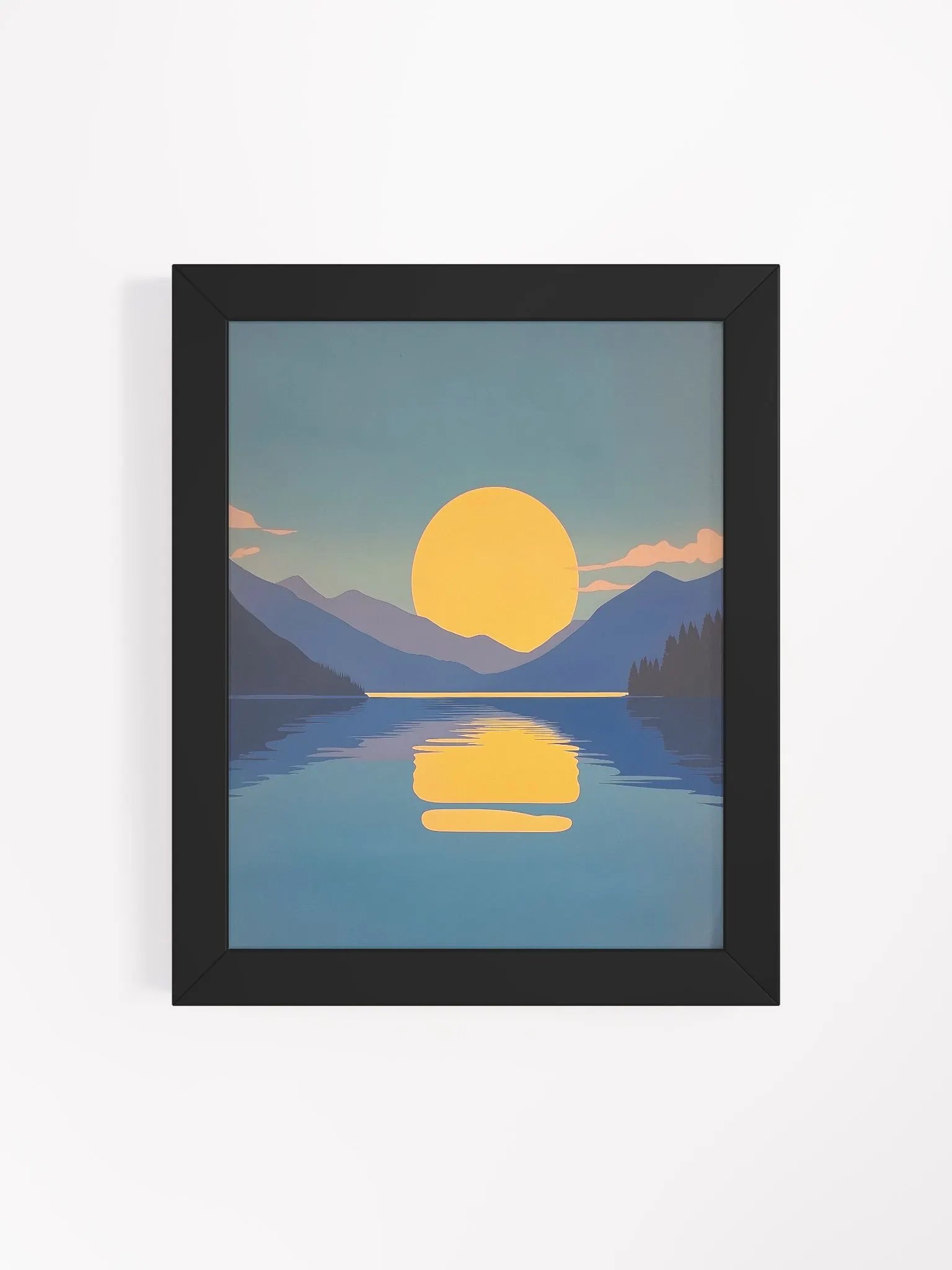 Framed Poster of a Mountain and Lake at Night product image (111)
