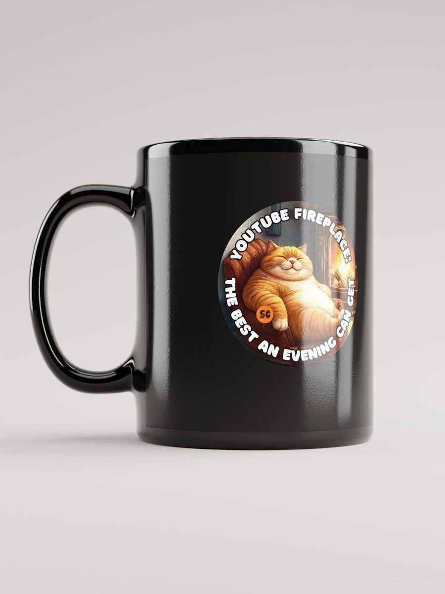 Cozy Cat - YouTube Fireplace: The Best an Evening Can Get | Black Glossy Mug product image (12)