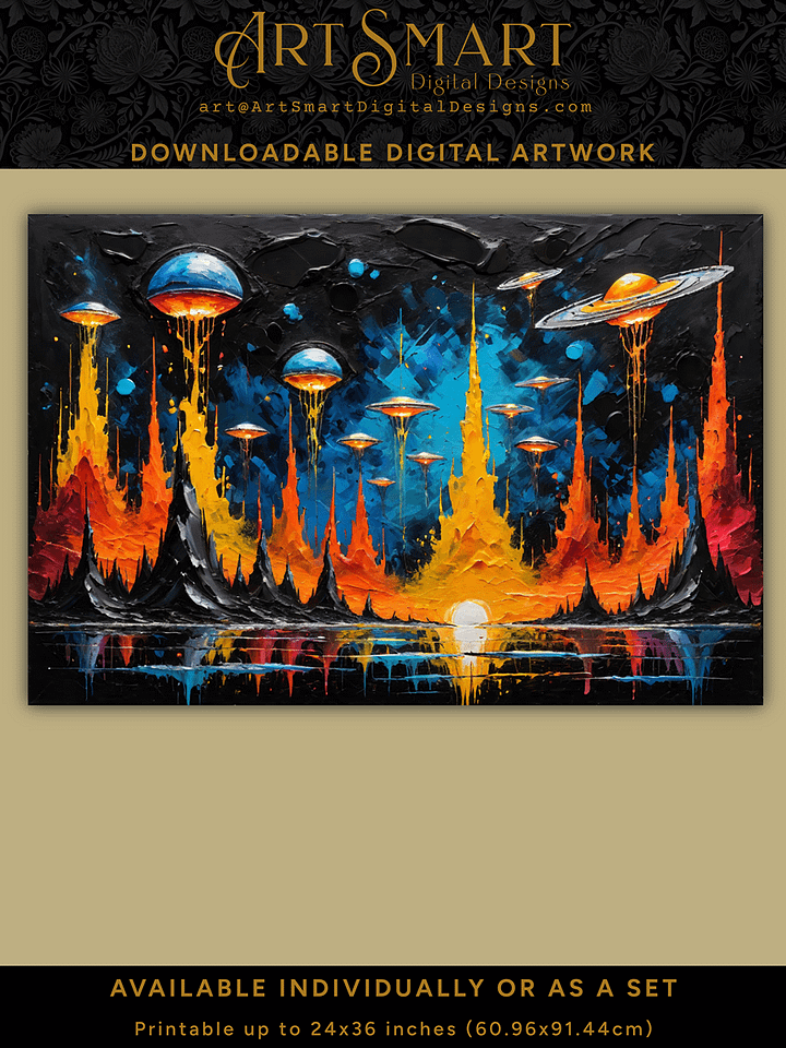 Abstract Alien Invasion 1 - Digital Download Set of 6 (Save 14% off individual prices) product image (2)