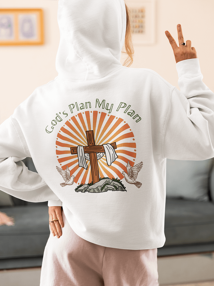 God`s Plan My Plan, Christian Gildan Hoodie - Front / Back. product image (2)