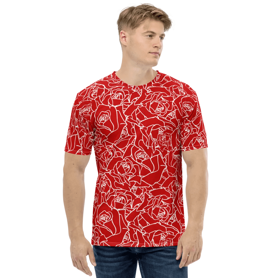 Loads of Roses · red-white crew neck t-shirt product image (3)