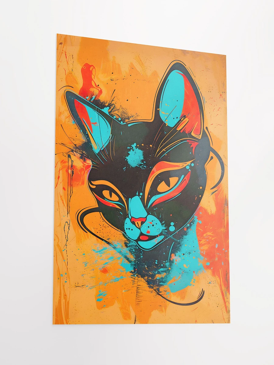 Neon Whiskers: Surreal Black Cat in Urban Art Style Matte Poster product image (4)