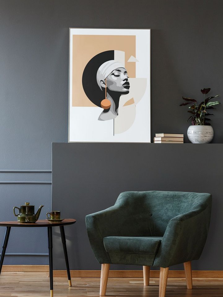 Elegant Minimalist Portrait Poster - Modern Abstract Woman Artwork with Geometric Shapes for Home Decor and Office Aesthetics product image (2)