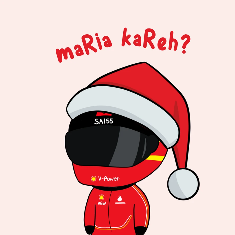 mini carlos with santa hat
