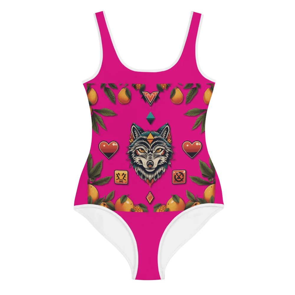Symmetrical Wolf All-Over Youth Swimsuit product image (1)