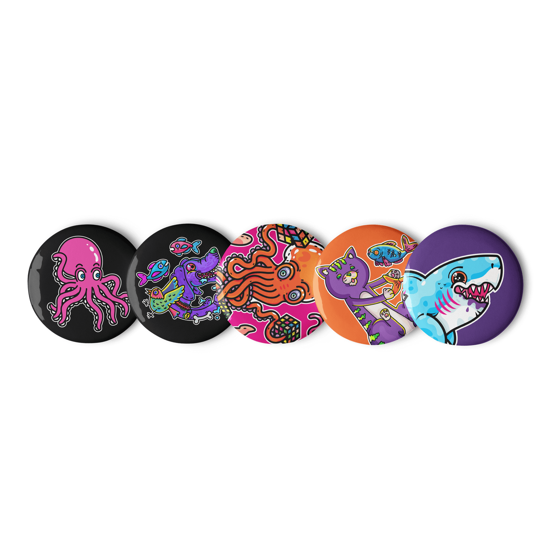 Embrace the Feathers, Fins & Fuzz - Set of 5 Pin Buttons product image (2)