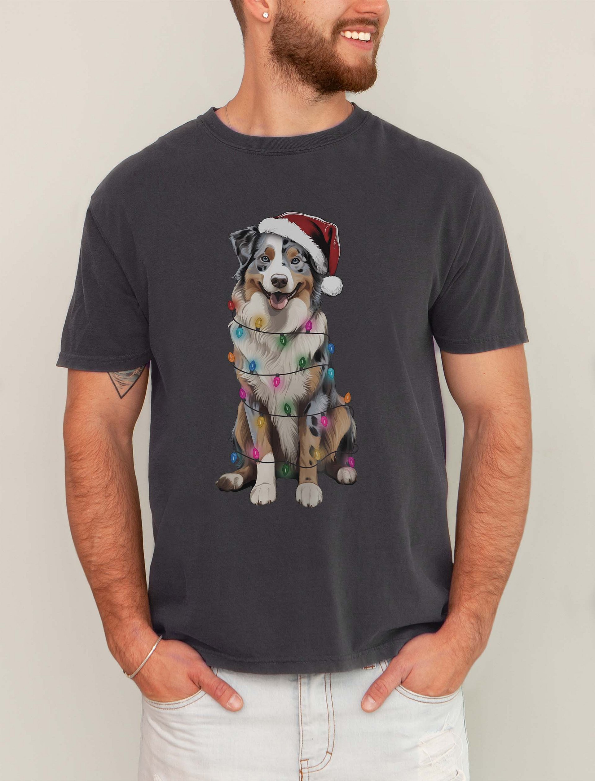 Funny Australian Shepherd(Blue Merle) Christmas T-Shirt product image (21)