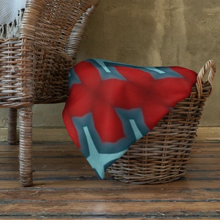Red & Blue Diagonal Floral Throw Blanket product image (1)