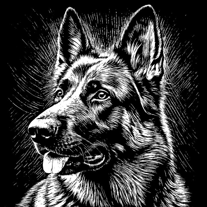 German Shepherd Pencil Sketch-24x24x300 product image (1)