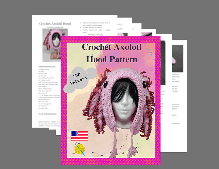Crochet Axolotl Hood Pattern product image (2)