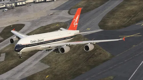 Some community images of the mighty @flybywiresim A380X in @msfsofficial with our Osprey Airways vintage livery painted by Za...