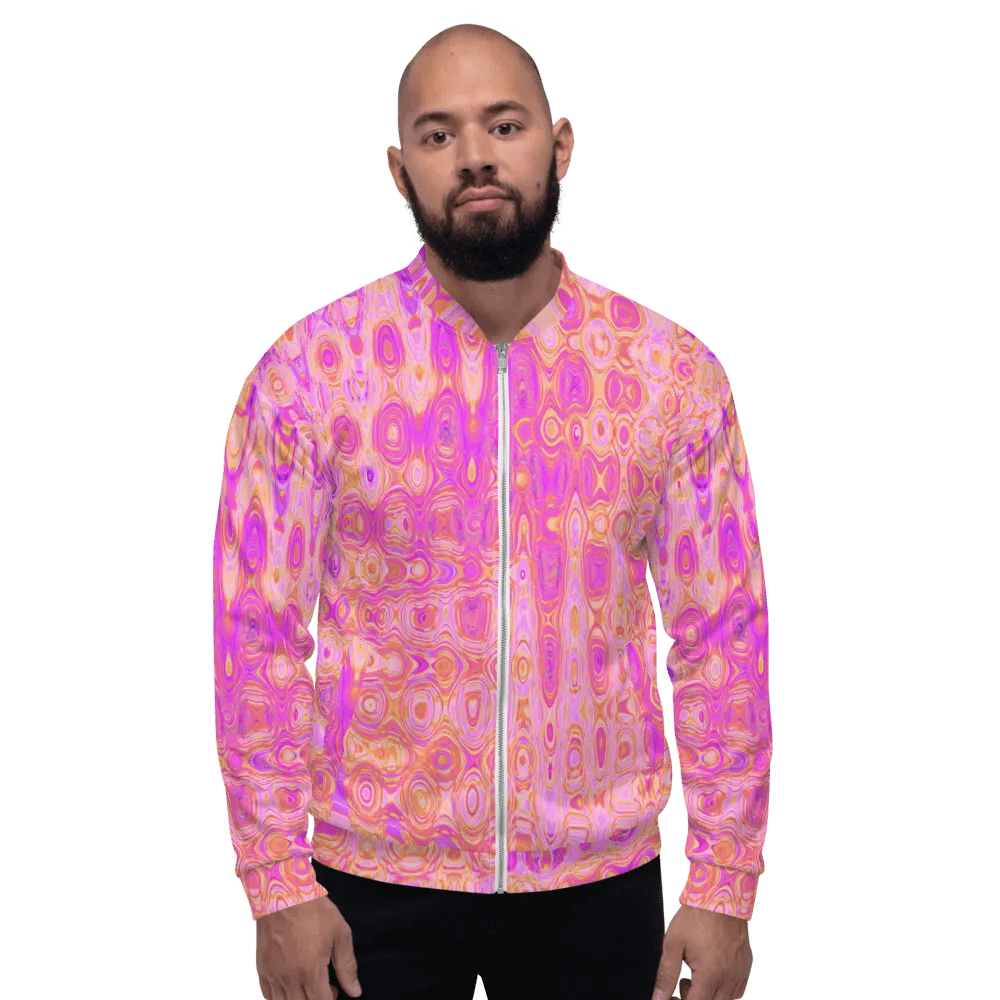 Cool Abstract Pink and Magenta Atomic Retro Zigzags Unisex Bomber Jacket product image (1)