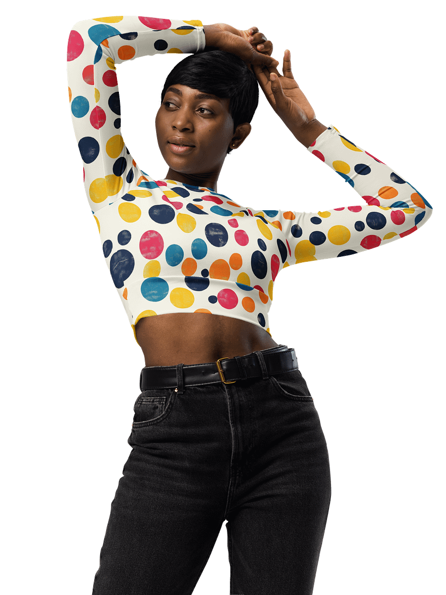 Polka Dot Illusion Vintage Retro Long Sleeve Crop Top product image (1)
