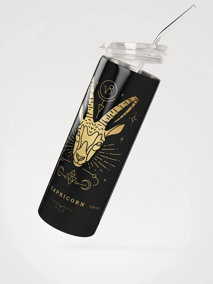 Golden Celestial Capricorn Stainless Steel Tumbler: Embrace Zodiac Elegance product image (2)
