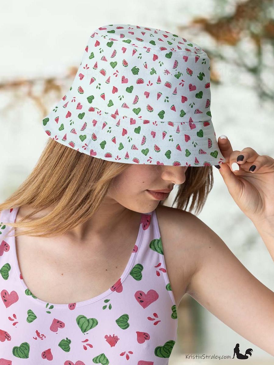 Watermelon Splash Reversible Bucket Hat Pink and Mint product image (5)