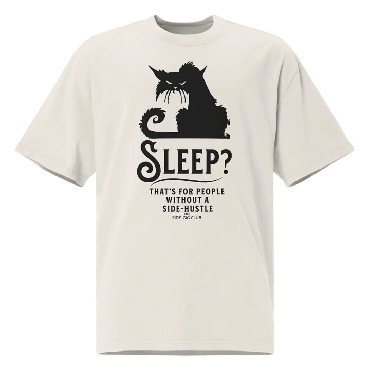Sleepless Grind: Hustler Cat Oversized Tee in Vivid Black product image (2)