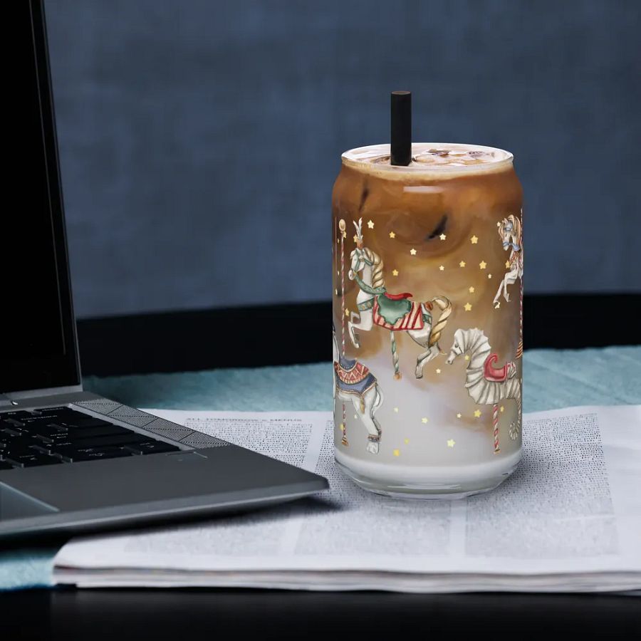 Midnight Circus Carousel Glass Can | 16oz – Unique & Stylish Drinkware product image (3)