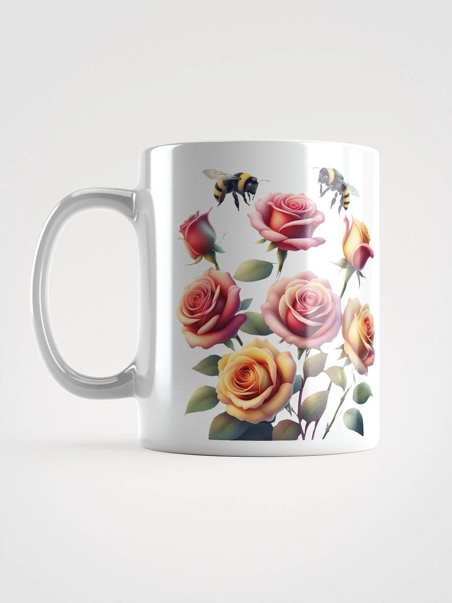 Honey Bees and Roses Graphical Design White Mug product image (9)